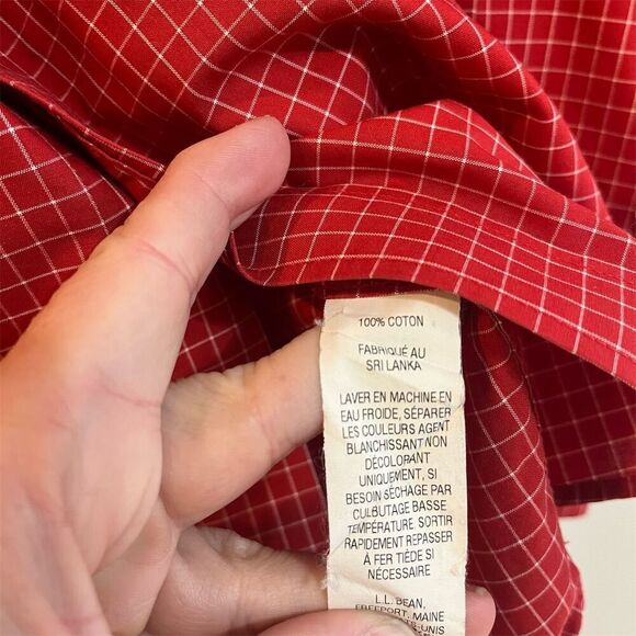 L.L. Bean Men's S Red Check Long Sleeve Button-Up Shirt Casual - Picture 5 of 6